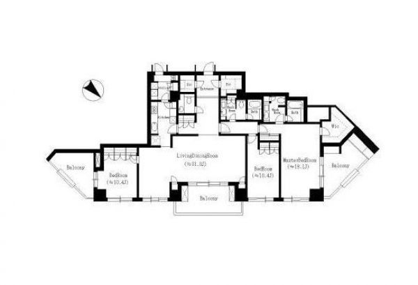 元麻布ヒルズフォレストタワー22階の間取り図写真